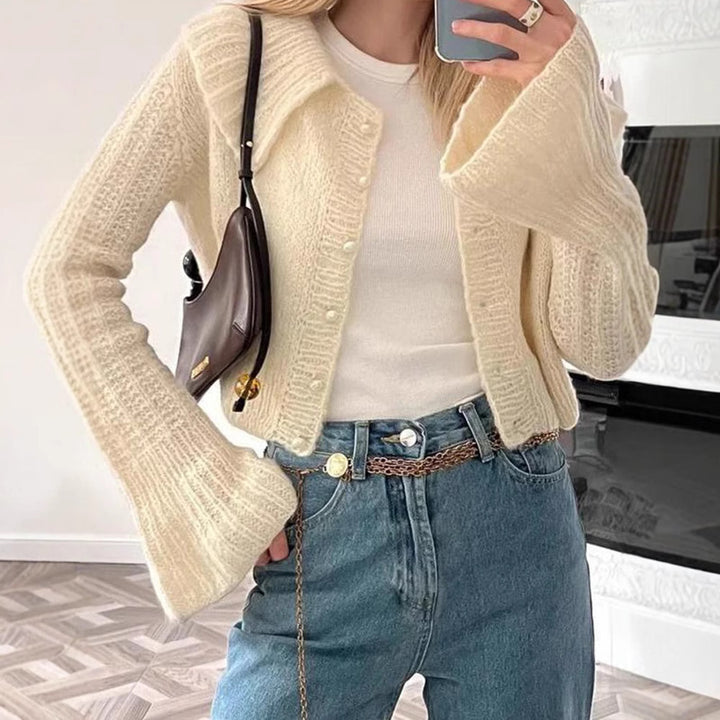 Knit jacket for women with wide sleeves and a textured pattern Lune London