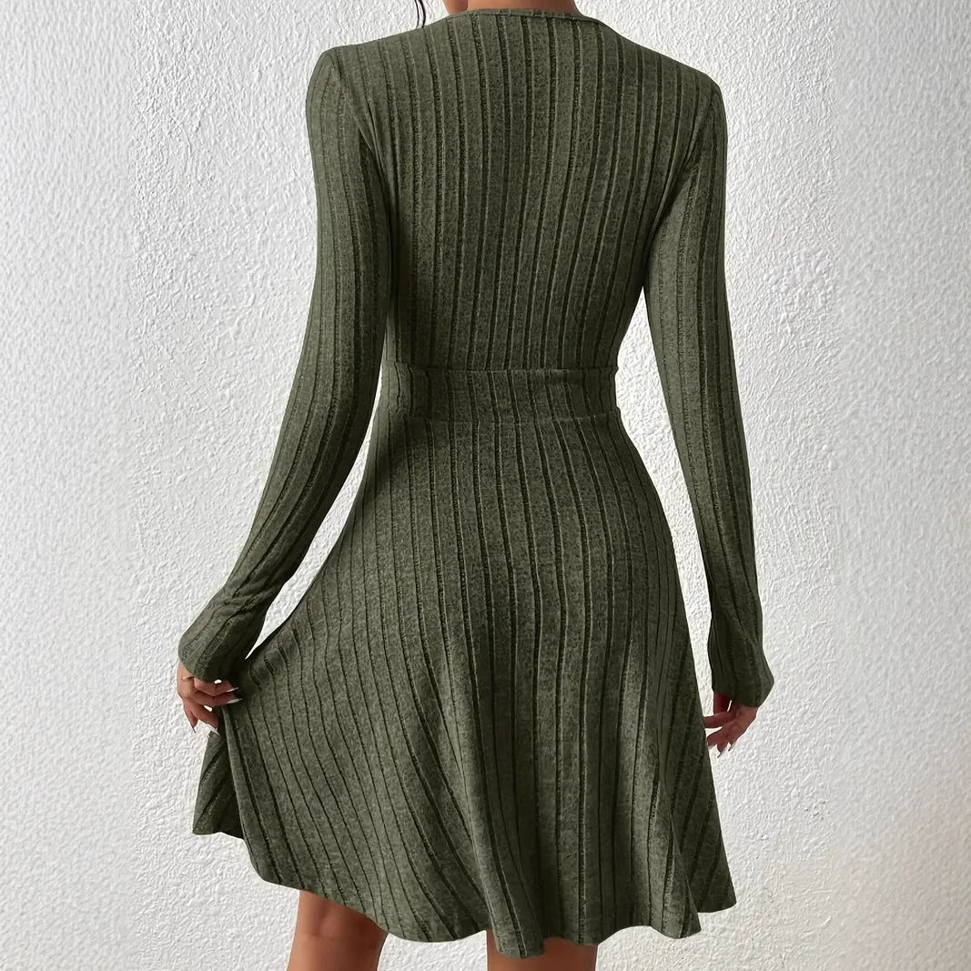 Lune London Long Sleeve Ribbed Wrap Dress for Women