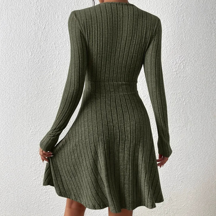 Lune London Long Sleeve Ribbed Wrap Dress for Women