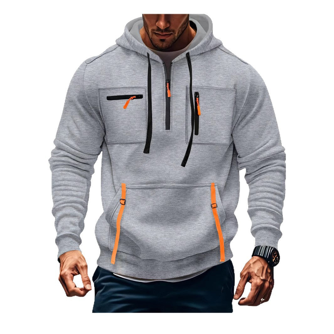 Men's stylish hooded sweatshirt with functional zip pockets Lune London