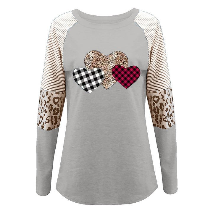 Ladies casual long sleeve T-shirt with heart pattern and textured design Lune London