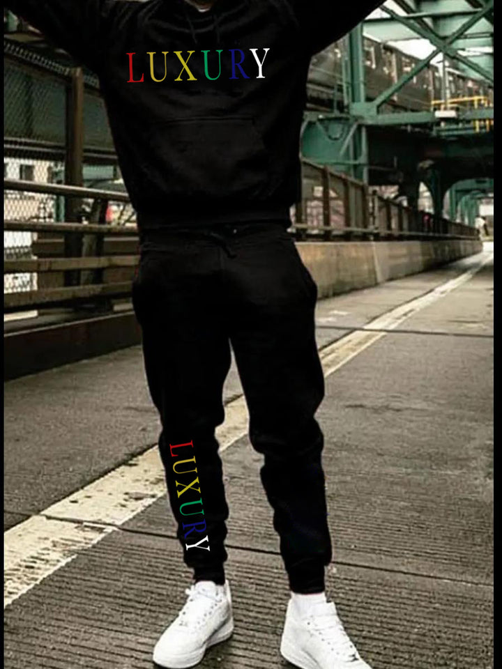 Men's sporty hoodie set and joggers with Lune London trendy lettering