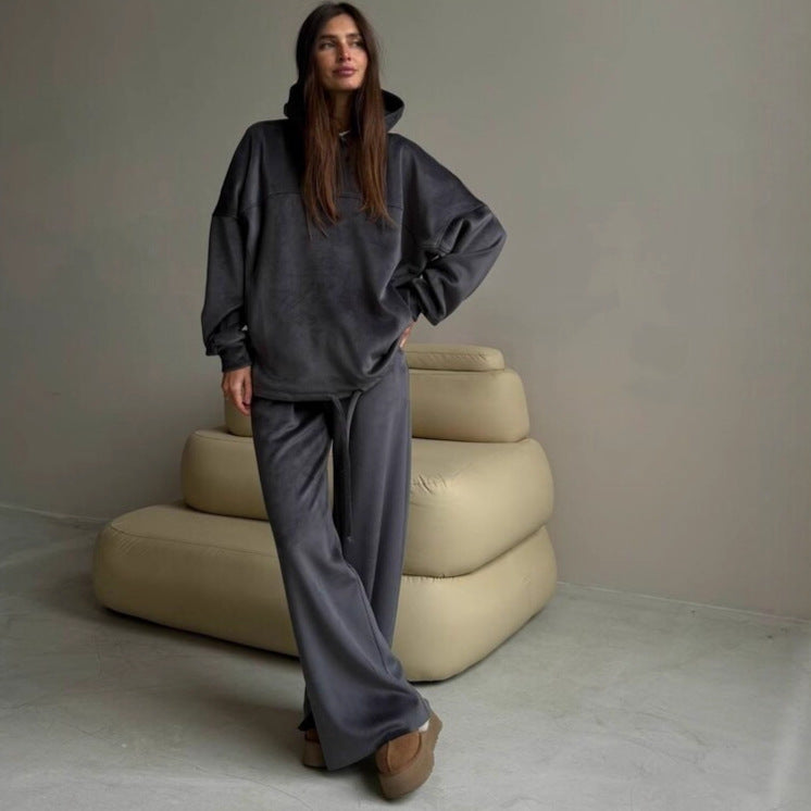 Ladies Premium Comfortable Hoodie Set and Chic Wide Leg Pants