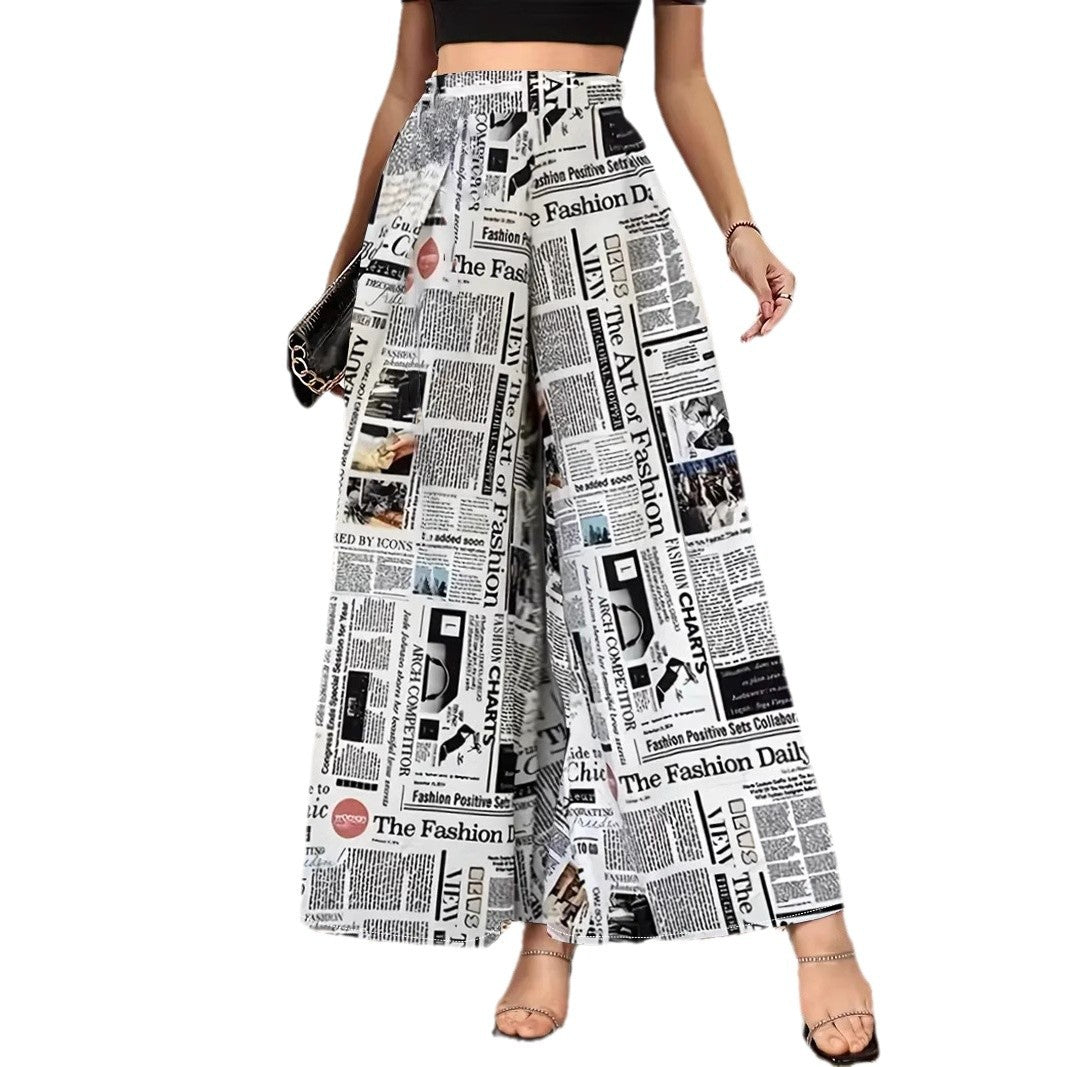 Ladies Long Pleated Skirt with Trendy Fashion Print from Lune London
