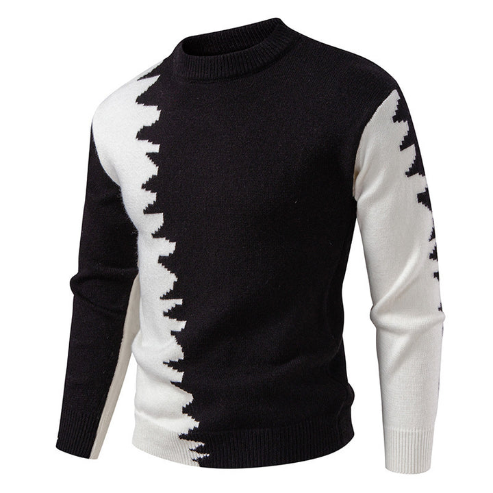 Men's knitted sweater with an asymmetrical colorful design and high comfort Lune London