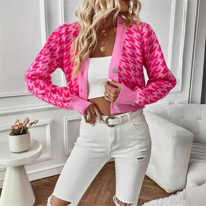 Knit jacket for women with a modern houndstooth pattern Lune London