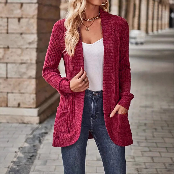 Ladies casual cardigan with pockets and textured design Lune London