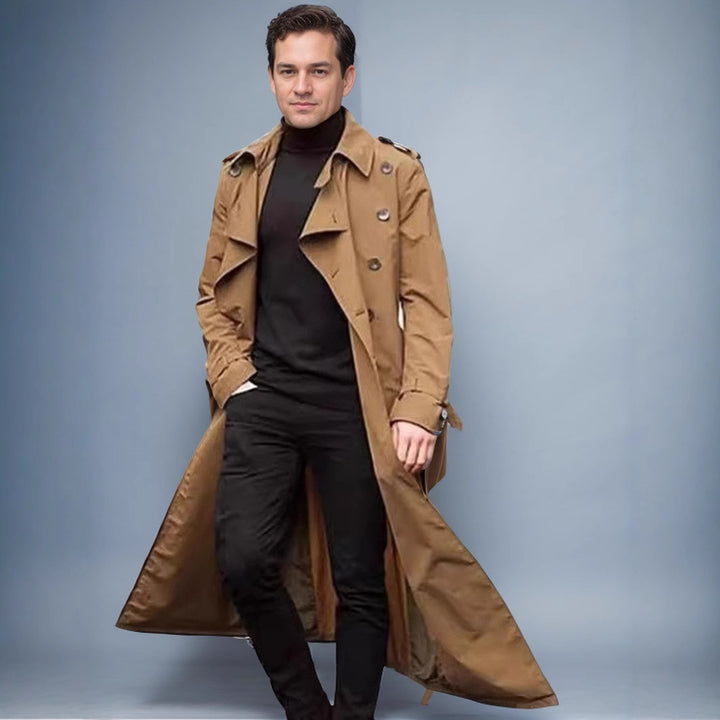 Lune London double-breasted fashion trench coat for men
