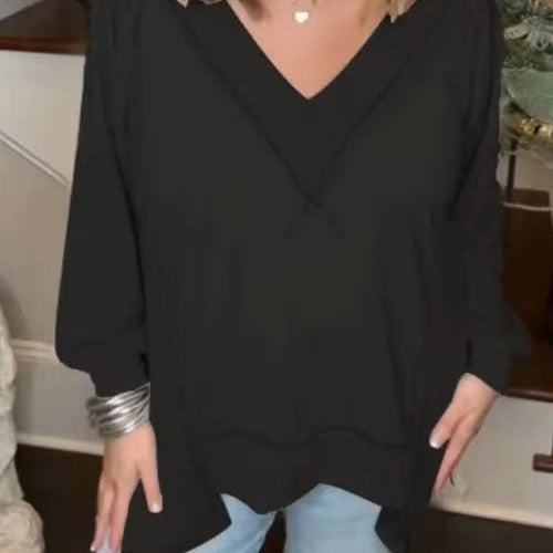 Women Casual Pull with Three-Quarter Sleeves and V-Neck Lune London