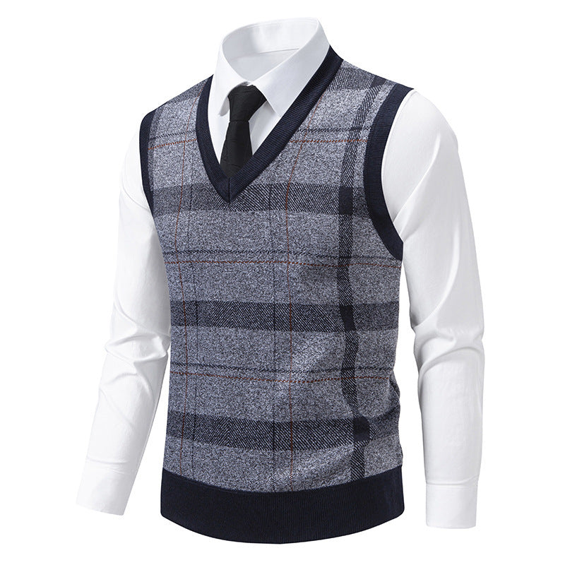 Knitted vest for men with a modern checkered pattern Lune London