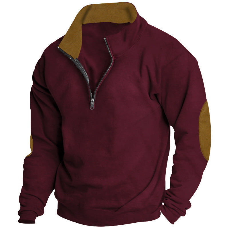 Comfortable pullover for men with half-zip and stylish elbow patches Lune London
