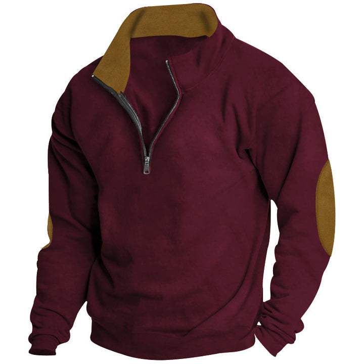 Comfortable pullover for men with half-zip and stylish elbow patches Lune London