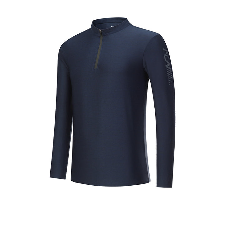 Men's functional T-shirt with modern high collar and sporty zipper Lune London