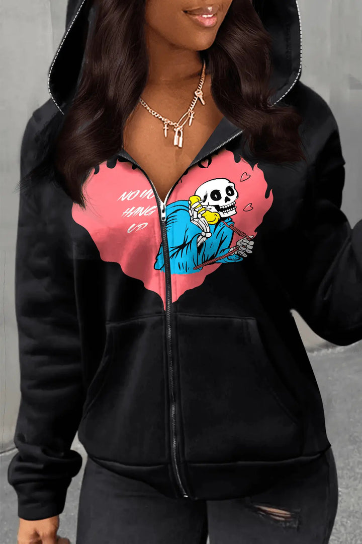 Women's hoodie with creative graphic print and kangaroo pockets Lune London
