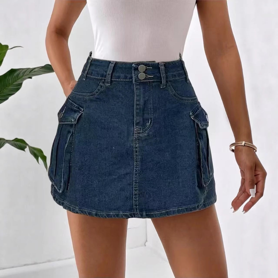 Women's denim mini skirt with patch pockets and modern details Lune London