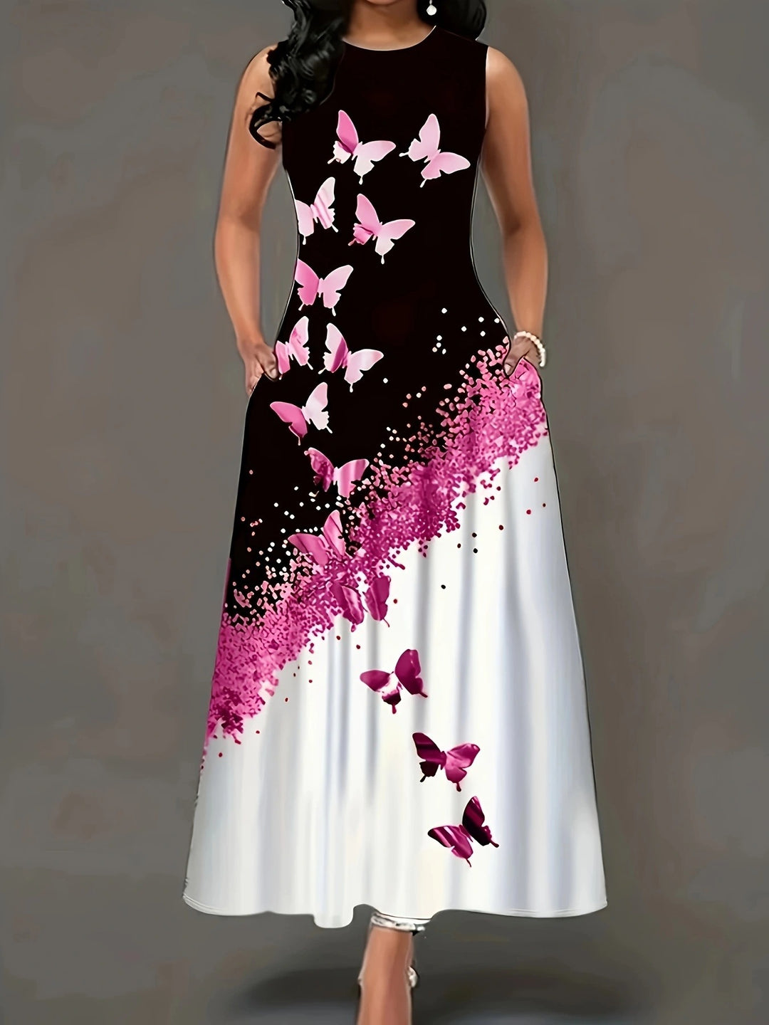 Women's maxi dress with floral pattern and practical pockets Lune London