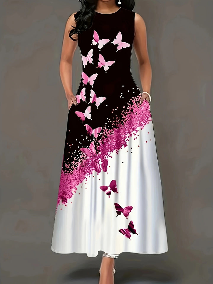 Women's maxi dress with floral pattern and practical pockets Lune London