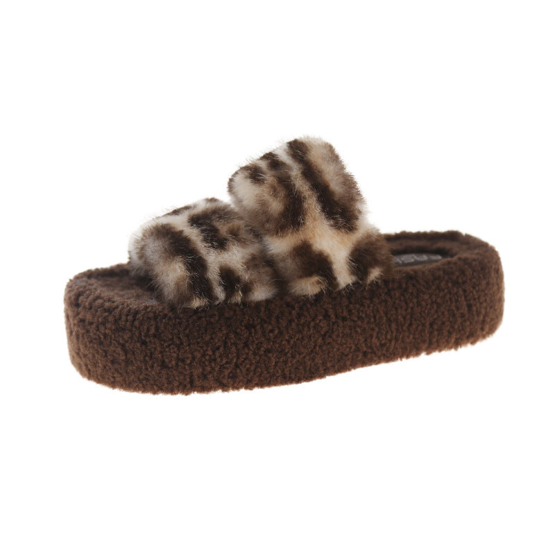 Indoor shoes for women with cozy plush upper and elegant leopard accents Chic and Style