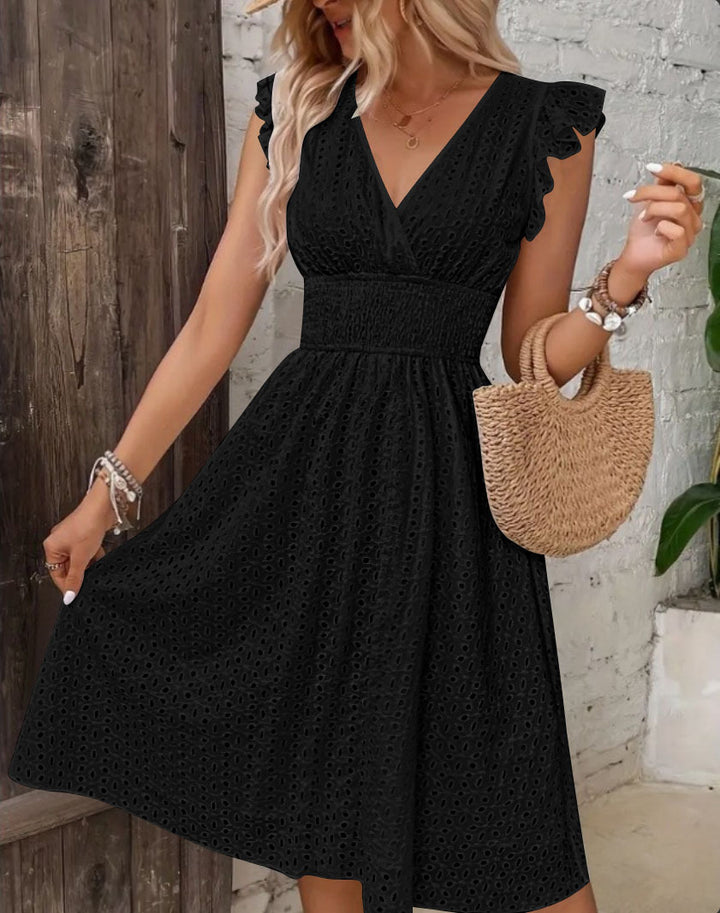 Wrap dress for women with ruffle details and a flattering cut for the silhouette Lune London