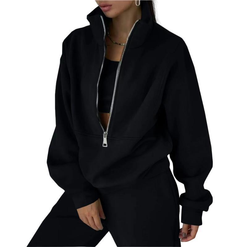 Women's sweatshirt with high collar and zipper Lune London