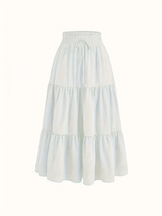 Maxi skirt for women with elastic waist and ruffled design Lune London