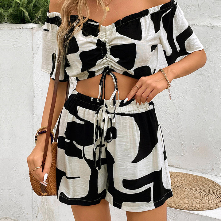 Women's Short Off-Shoulder Top and Matching Shorts Set Lune London