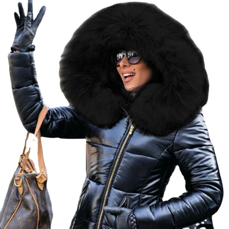 Lady quilted jacket with luxurious fur collar and practical pockets Lune London