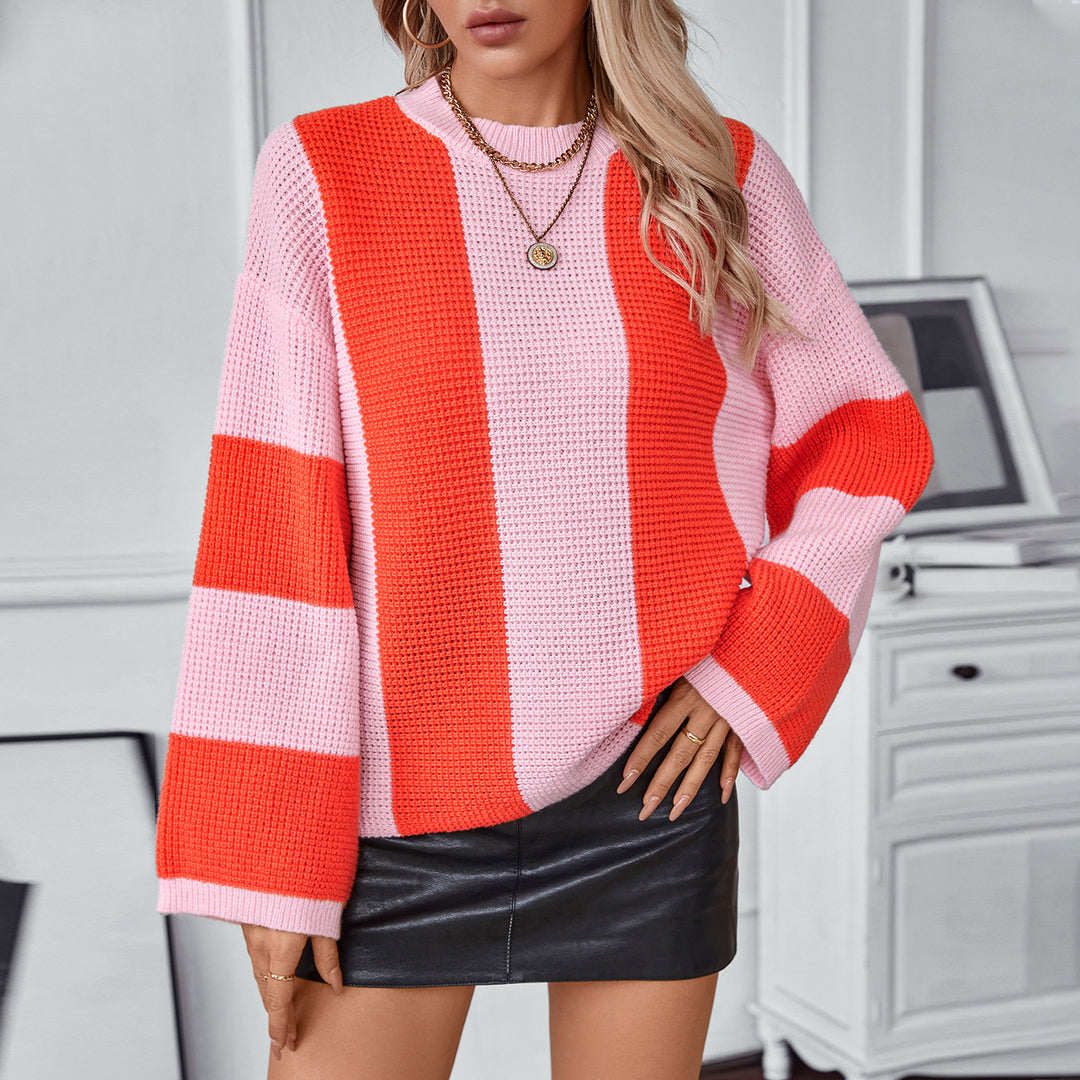 Women's knitted sweater with an innovative blocked stripes design and a relaxed fit Lune London