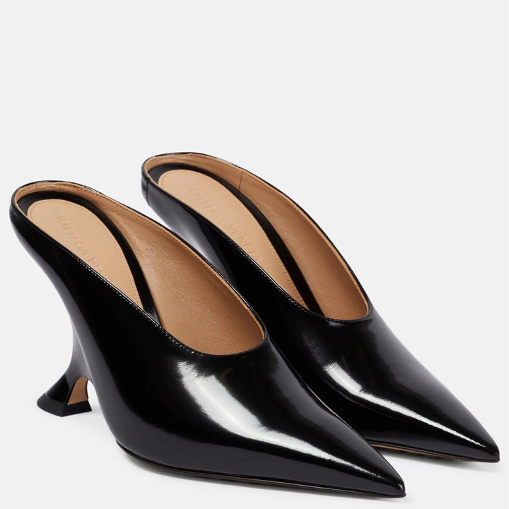 Women’s Pointed Metallic Wedge Mules with Sculpted Heel Lune London