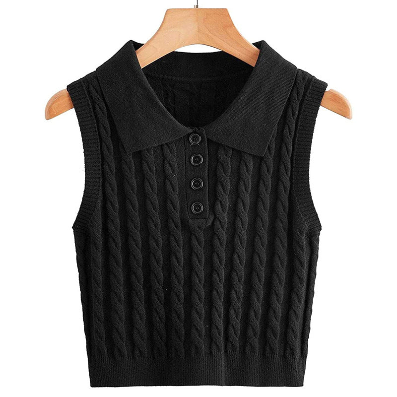 Women knitted tank top with Lune London collar