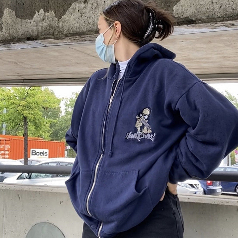 Women's hooded jacket with unique embroidered design Chic & Stil