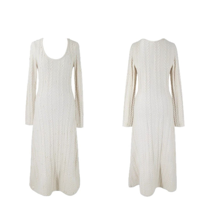 Robe en tricot pour femmes avec motif en câble et dentelle perlée Chic & Stil