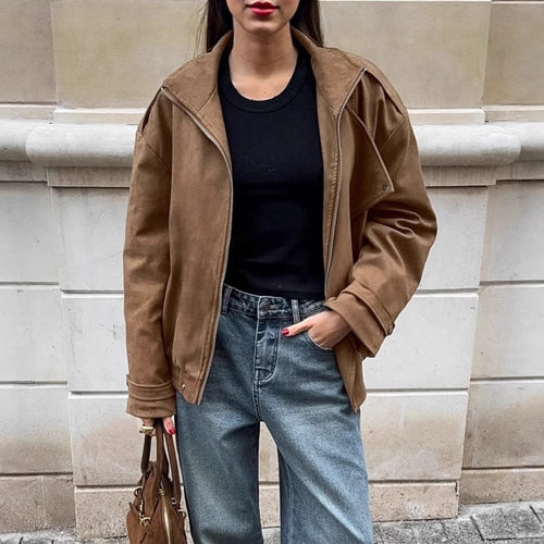 Lune London Soft Suede Casual Oversized Jacket for Women