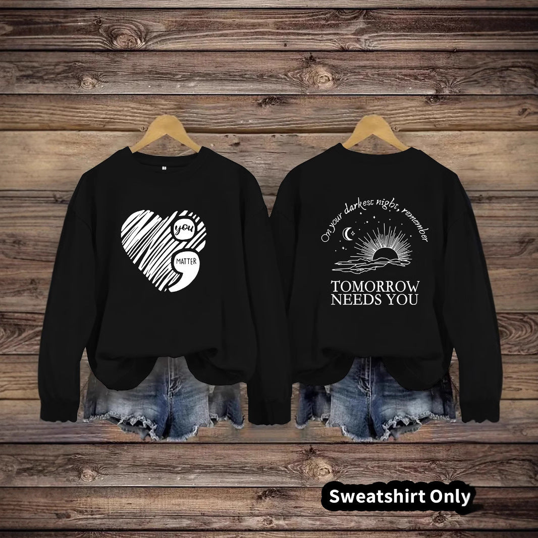Sweatshirt femme avec impression inspirante et grand motif de coeur Chic & Stil