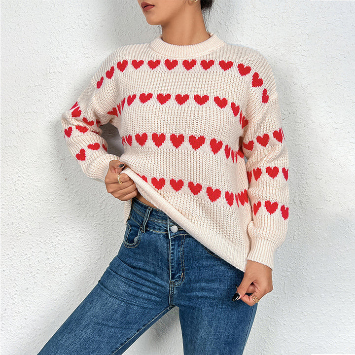 Knit sweater for women with heart pattern Lune London