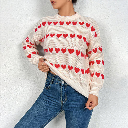 Knit sweater for women with heart pattern Lune London