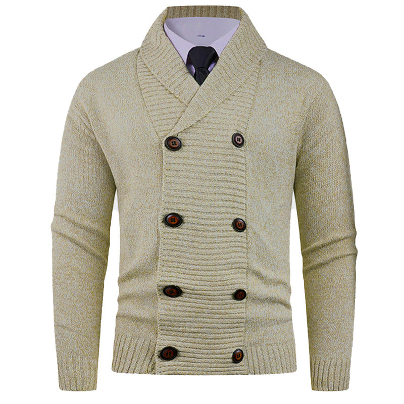 Men's knit jacket with modern shawl collar and practical button details Lune London
