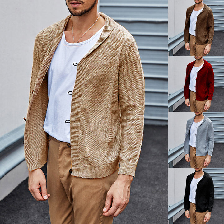 Casual knitted cardigan for men with a refined structure and an open fit Lune London