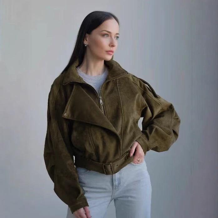 Suede jacket for women with a loose fit and fitted design Lune London