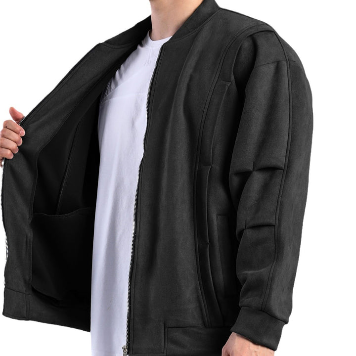 Stylish oversized jacket for women in soft faux leather with practical pockets and full zip Lune London