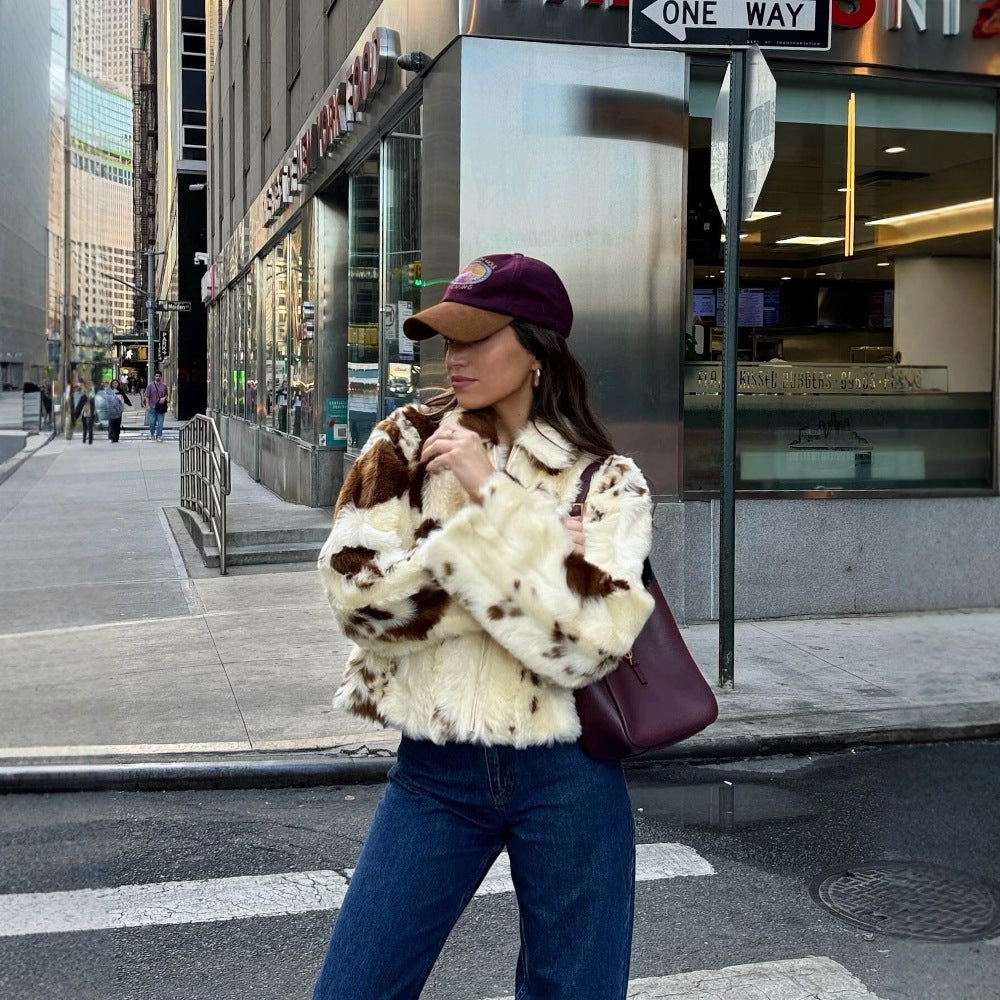 Veste en fausse fourrure confortable pour femmes avec imprimé animal à la mode Chic & Stil