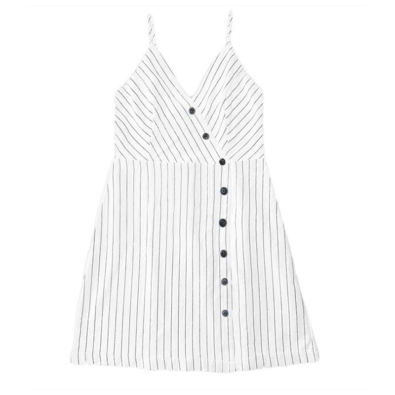 Spaghetti strap dress for women with button details and asymmetric cut Lune London