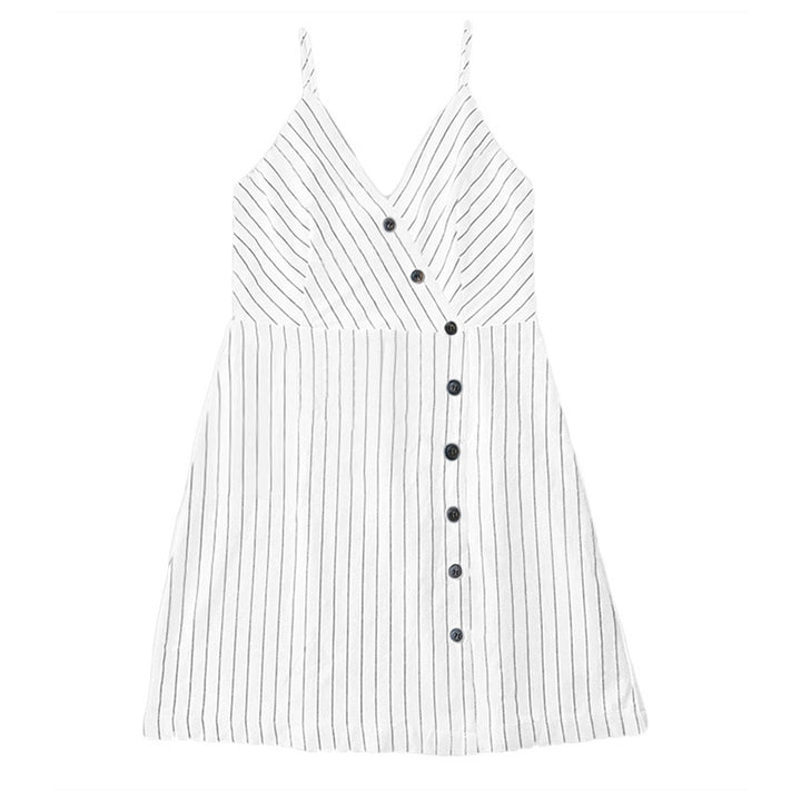 Spaghetti strap dress for women with button details and asymmetric cut Lune London