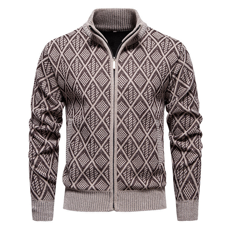 Fashionable men's knitted jacket with textured surface Lune London