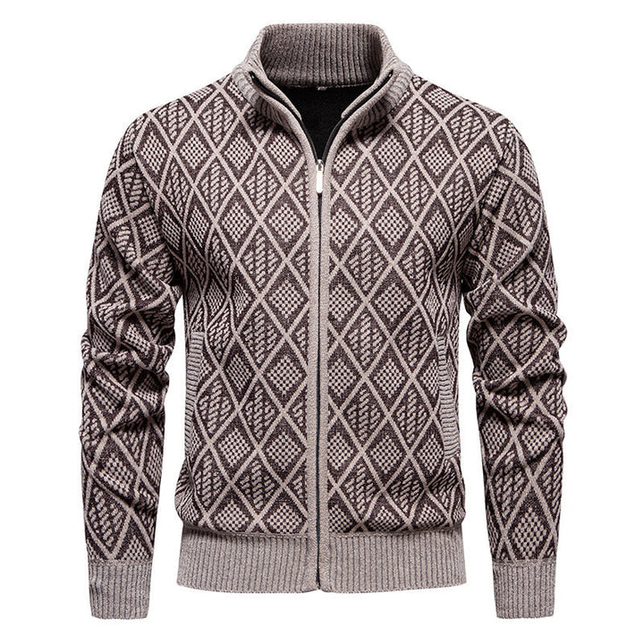 Fashionable men's knitted jacket with textured surface Lune London