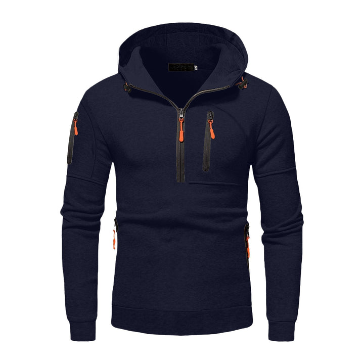 Functional hooded jacket for men with innovative 1/2 zip Lune London