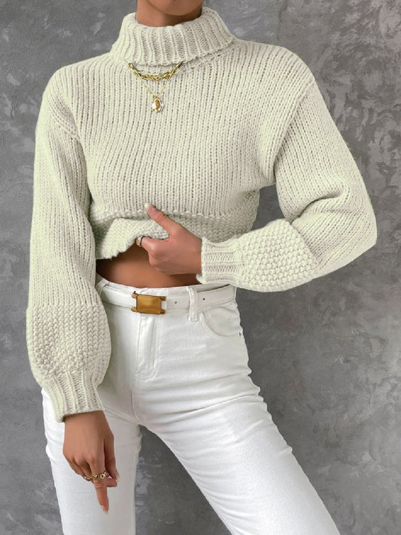 Women’s chunky knit sweater with high collar Lune London