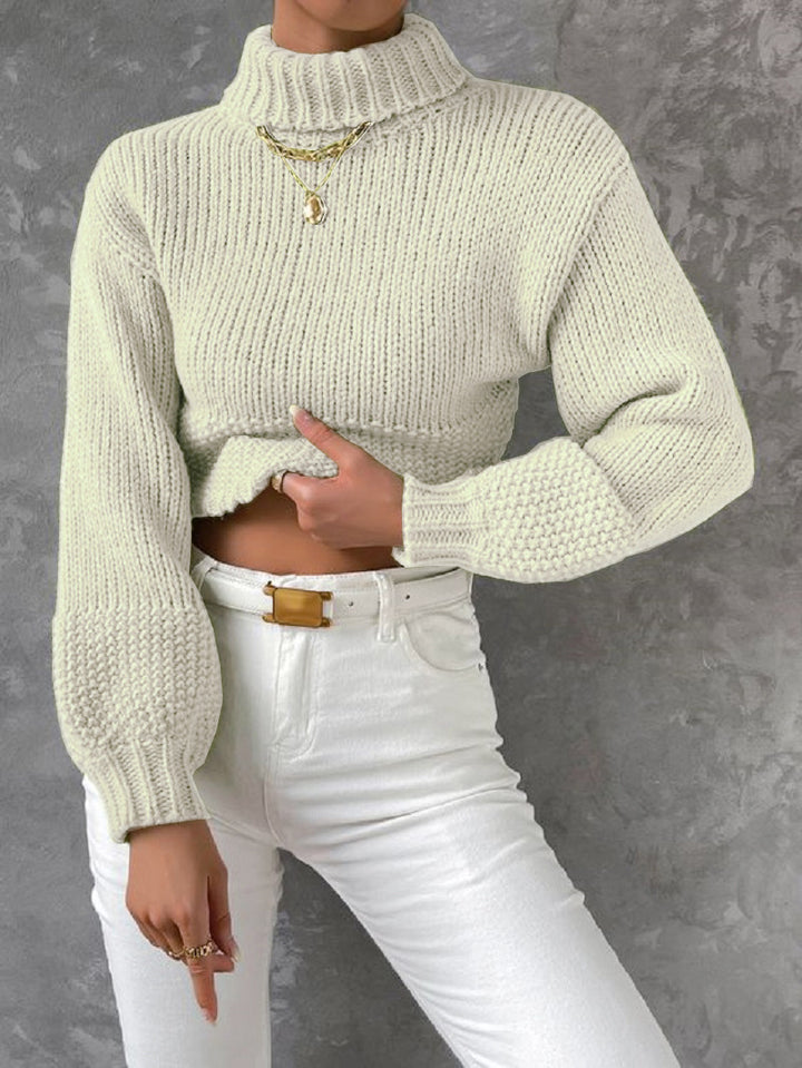 Women’s chunky knit sweater with high collar Lune London
