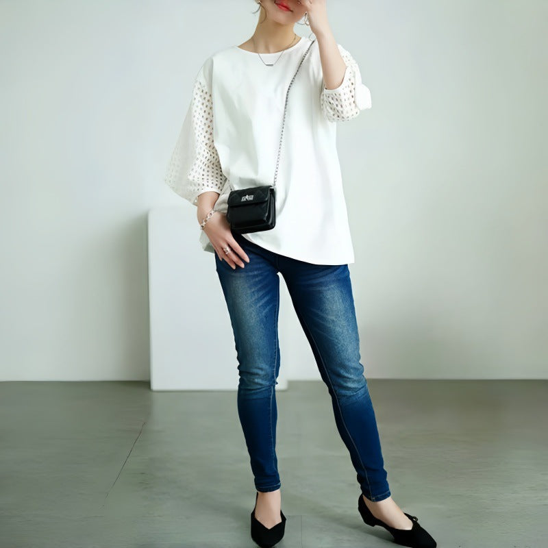 Ladies elegant top with structured sleeves Lune London