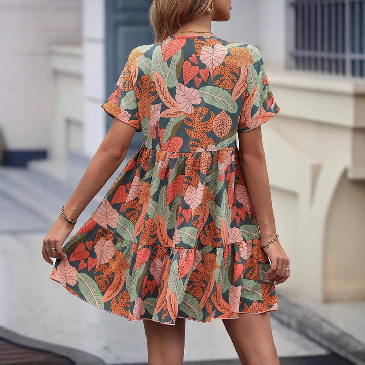 Ladies Vibrant Chic Floral Swing Dress